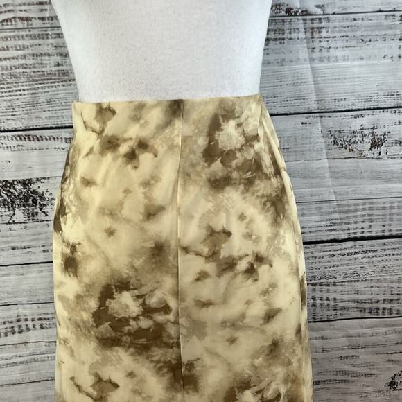 Moon River Skirt size Large Ivory Brown Mesh Sheer Midi Flared Stretch Modest - Picture 3 of 10